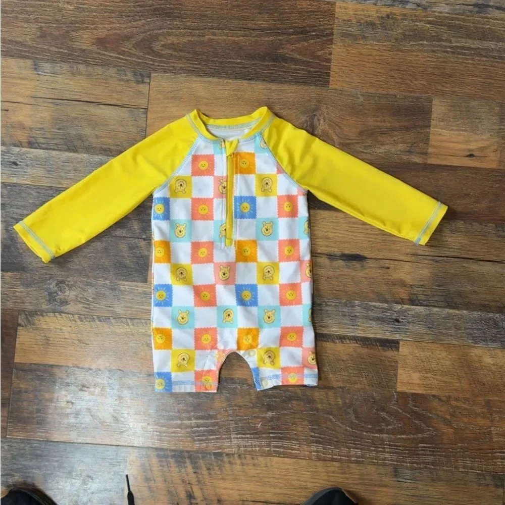 Disney Pooh Colorful Baby Romper with Yellow Sleeves 12months